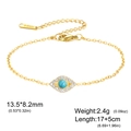 Golden Evil Eye bracelet in stainless steel with blue bead and white zircon stones - Turquoise Eye Style (Style 5) / Gold