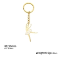 Golden stainless steel ballerina keychain with white enamel details for women - Gold Ballerina Style 2