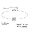 Silver evil eye bracelet in 304 stainless steel with a blue zircon center stone - Sunbeam Eye Style (Style 6) / Steel