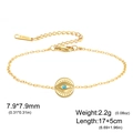 Gold stainless steel evil eye bracelet with lucky blue stone inlay and lobster clasp - Sunbeam Eye Style (Style 6) / Gold