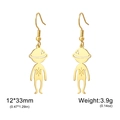 Cute golden stainless steel alien planet earrings with hook for women and girls - Gold Etched Planet Person