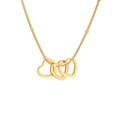 Collier maille serpent dorée avec trois pendentifs coeurs évidés entrelacés - Couleur Or Triple Cœur