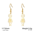 Cute golden alien swirl earrings in 304 stainless steel with hollow sun pattern design - Gold Etched Swirl Person