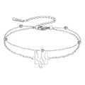 Διπλό βραχιόλι από ανοξείδωτο ατσάλι με μενταγιόν τρίαινα και μεταλλικές χάντρες - Διπλή Αλυσίδα με Στρογγυλές Χάντρες / Ασημί Διπλή Στρώση