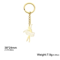 Porte-clés ballerine en acier inoxydable doré avec jupe en émail blanc, 38x24mm - Style Ballet Or 5
