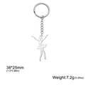 Porte-clés silhouette de danseuse de ballet en acier inoxydable 304 argenté - Style Ballet Argent 6