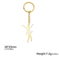 Porte-clés danseuse de ballet en acier doré avec détails émail blanc et dimensions - Style Ballet Or 6