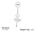 Porte-clés ballerine en acier inoxydable argenté avec dimensions et poids du pendentif - Style Ballet Argent 7