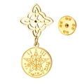 Spilla in acciaio dorato con nodo celtico e ciondolo tondo Tetragrammaton - Color Oro Stile 2