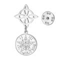 Spilla in acciaio inossidabile 304 argento con nodo della strega e motivo pentagramma - Color Acciaio Stile 1