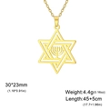 Collana in acciaio inossidabile dorato con Stella di David e pendente Menorah su bianco - Oro Stella di Davide con Menorah