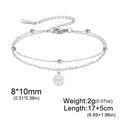Silver double layer stainless steel bead bracelet with round 100 engraved charm - 100 Points Circle Pendant (Double Layer) / Silver