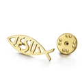 Broche poisson Jésus dorée en acier inoxydable 304 avec lettres évidées et fermoir papillon - Or