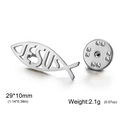 Broche poisson JESUS Ichthys en acier inoxydable 304 argenté avec fermoir métal - Acier