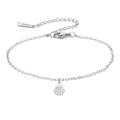 S-Steel heart shell charm bracelet with polished cross chain and adjustable clasp - Shell Pendant (Cross Chain) / Silver