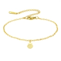 Golden stainless steel cross chain bracelet featuring a delicate seashell charm - Shell Pendant (Cross Chain) / Gold