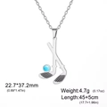 Crossed golf clubs pendant necklace in stainless steel with blue ball detail - Silver Golf