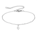 Silver stainless steel cross chain bracelet with polished rhombus pendant and clasp - Rhombus Pendant (Cross Chain) / Silver