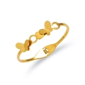 Details des goldenen Schmetterlingsarmbands mit mattierter Textur und Scharnier - Matte Schmetterling Herz Offener Stil (TT0478)