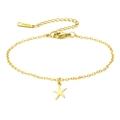 Golden stainless steel chain bracelet featuring a delicate starfish shell pendant charm - Starfish Pendant (Cross Chain) / Gold