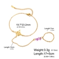 Gold stainless steel slave bracelet with purple crystal and witch knot pendant - Slave Bracelet-Style Two (Butterfly/Cross Star) / Gold