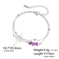 Stainless steel witch knot bracelet featuring natural purple crystal stones and silver chain - Double Layer Bracelet-Style Two (Butterfly/Cross Star) / Steel