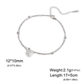 Silbernes Edelstahl-Doppelarmband mit Volleyball-Anhänger, runden Perlen und Gliederkette - Stahl Volleyball Doppelungskette