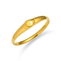 Minimalist gold-tone titanium steel bangle with polished round disc and snap clasp closure - Rounded Disc Decoration (TT0690)