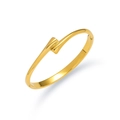Detail of gold hollow bangle with crystal inlay and high-polished clasp mechanism - Geometric Overlap Design (TT0688)