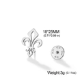 Silver stainless steel fleur-de-lis brooch pin with butterfly clasp for shirts and suits - Silver Fleur-de-lis Brooch