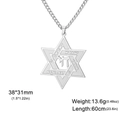 Collana con stella di David in acciaio inossidabile argento e caratteri incisi - Stile Carattere Ebraico Argento (ASS2024072403-1)