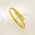 Bracelet jonc doré en acier inoxydable avec design de chaîne ajourée et boucle élégante - Style de Texture de Chaîne de Boucle de Ceinture (TT0691)