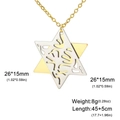 Colgante estrella de David en acero inoxidable bicolor oro y plata con texto hebreo - Plata Estrella de David Hueca