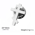 Silver stainless steel orthodox cross brooch pin with butterfly clasp for clothing - Steel Orthodox Cross Brooch (XZSS2025031301)