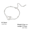 Silbernes Edelstahl-Doppelkettenarmband mit hohl geschnittenem Basketball-Anhänger - Stahl Basketball Doppelungskette