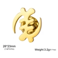 Golden stainless steel Gye Nyame symbol brooch with 26x23mm dimensions and butterfly clasp - Gold Gye Nyame Brooch