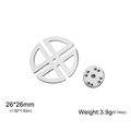 Silver stainless steel minimalist round cross brooch with hollow geometric pattern 26mm - Steel Square of Svarog Brooch