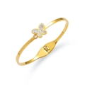 Detailaufnahme des goldenen Schmetterlings-Scharniers am polierten Titanstahl-Armband - TT0634