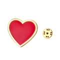 Pin de corazón rojo esmaltado con borde de metal dorado y cierre de mariposa atrás - Corazón Rojo / Dorado