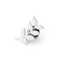 Silver leaf shaped stainless steel brooch pin with secure butterfly clasp closure - Steel Olive Branch Style