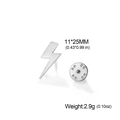 Silver lightning bolt pin in stainless steel with 11x25mm size and butterfly clasp - Silver Lightning Brooch
