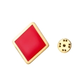Broche de póker de diamantes rojos en acero inoxidable dorado con esmalte rojo clásico - Cuadrado / Dorado