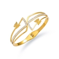 Macro detail of golden butterfly bangle featuring frosted wings and sparkling zircon pavé - Frosted Butterfly Open Bangle Style (TT0626)