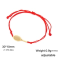 Verstellbares rotes geflochtenes Armband mit goldenem Tennisschläger aus Edelstahl - Gold Schläger Rotes Seil