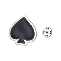 Broche de pica en color plata con esmalte negro brillante para solapas y chaquetas - Picas / Plateado