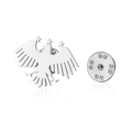 Silver eagle coat of arms lapel pin with stars and butterfly clasp in stainless steel - Steel Star Eagle Style