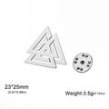 Silver Valknut stainless steel brooch with three interlocked triangles and dimensions 23x25mm - Steel Valknut Triangle Brooch