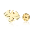 Polished golden eagle brooch pin with three stars and secure butterfly clutch back - Gold Star Eagle Style