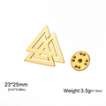 Golden Valknut cross brooch in stainless steel with butterfly clasp, 23x25mm size - Gold Valknut Triangle Brooch
