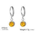 Silver-toned birthstone earrings featuring round yellow faceted crystals 6x8mm in size - Steel Tone January-Garnet Red